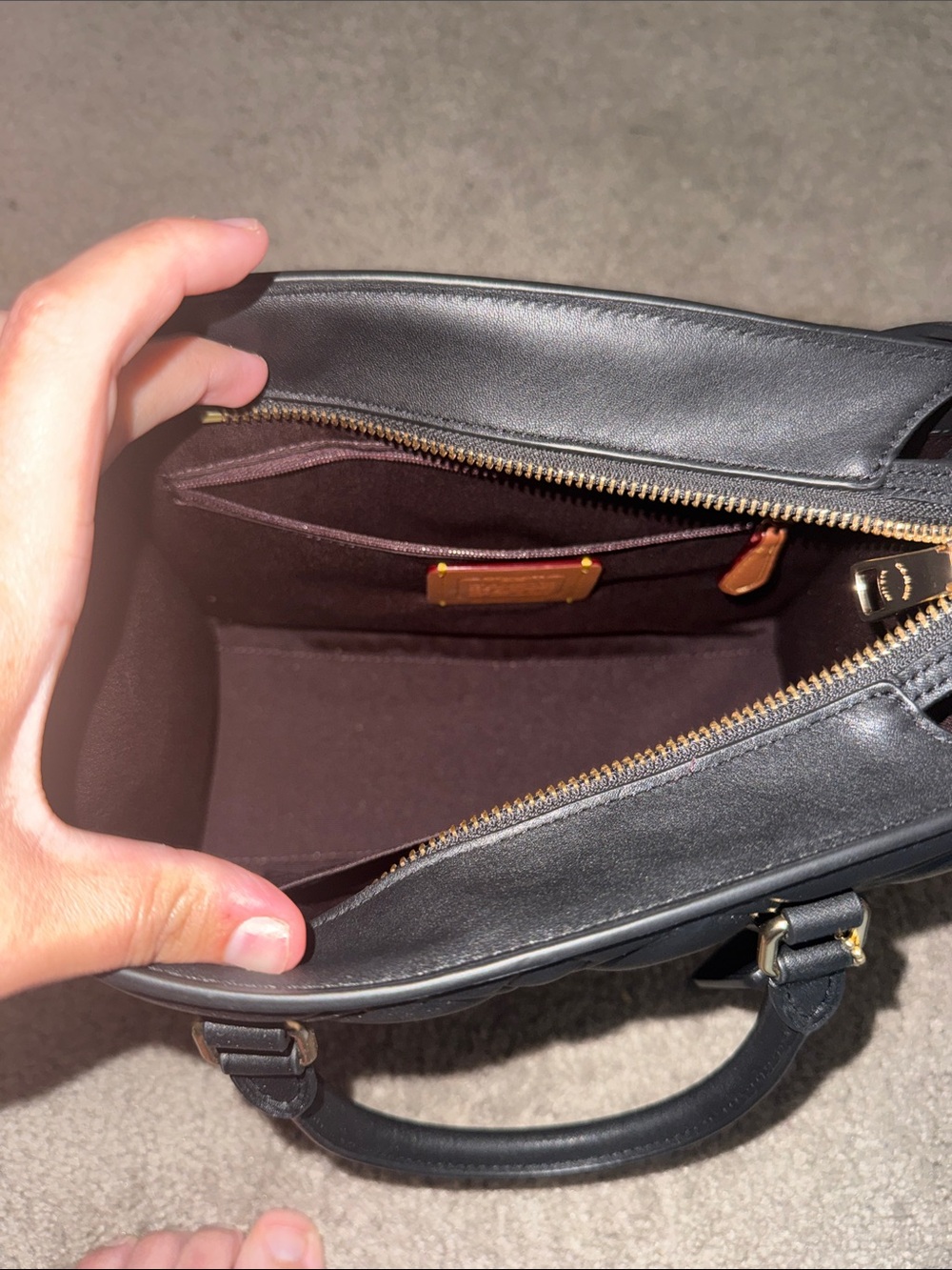 Coach Black Quilted Signature Mini Satchel with Gold Hardware - Picture 3 of 4
